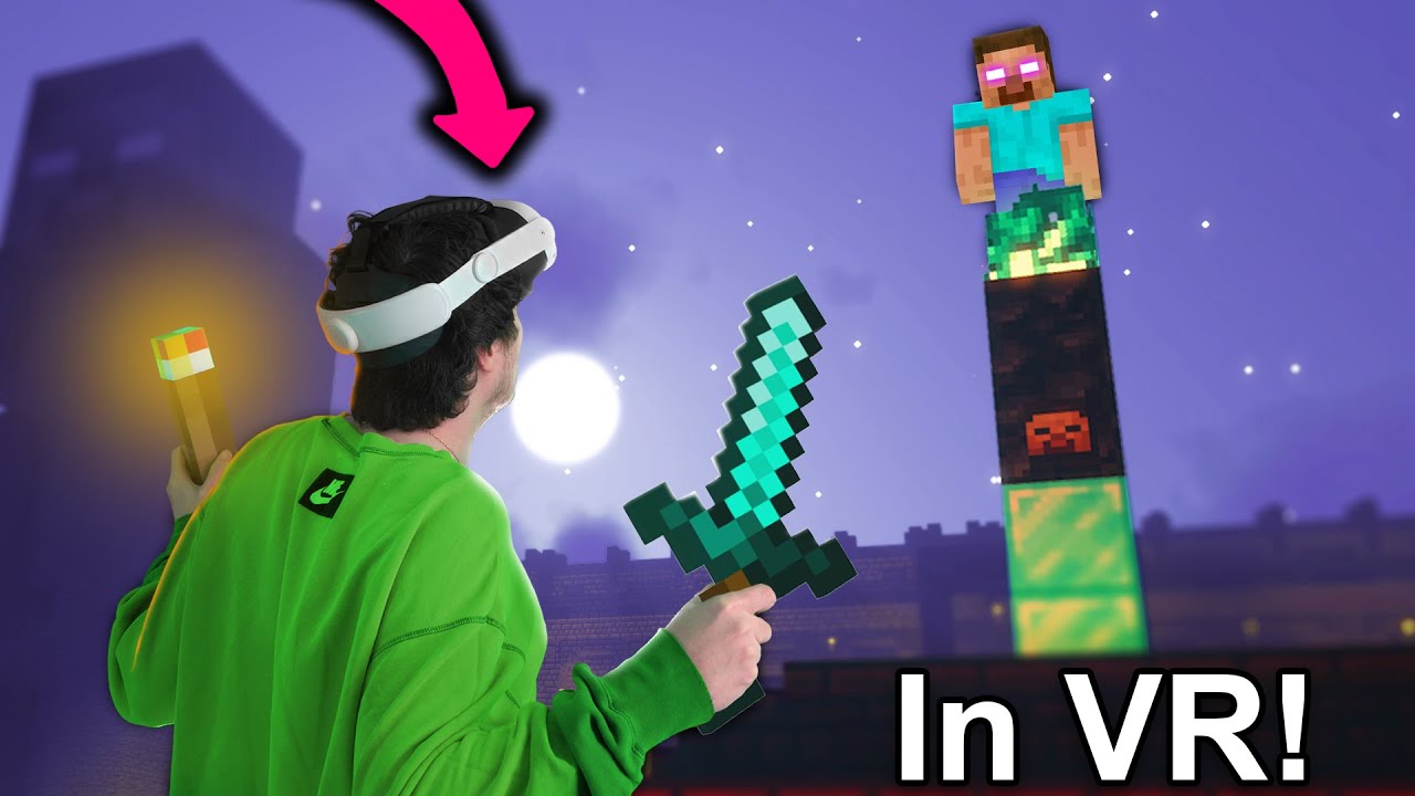 Fighting Herobrine in VR Minecraft was Insane!