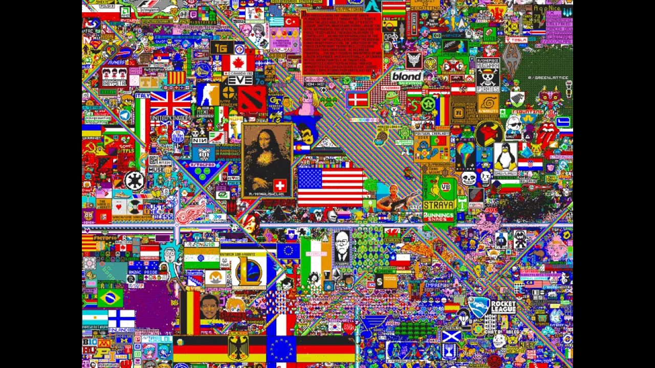 Reddit r/ place full time lapse 72 hours (60 fps)