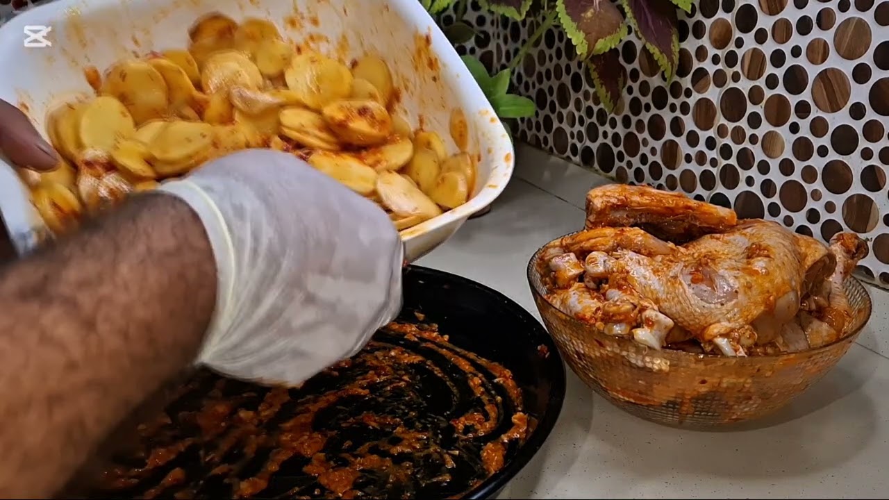 اطيب بطاطا بالفرن مع فخاد فروج 😋