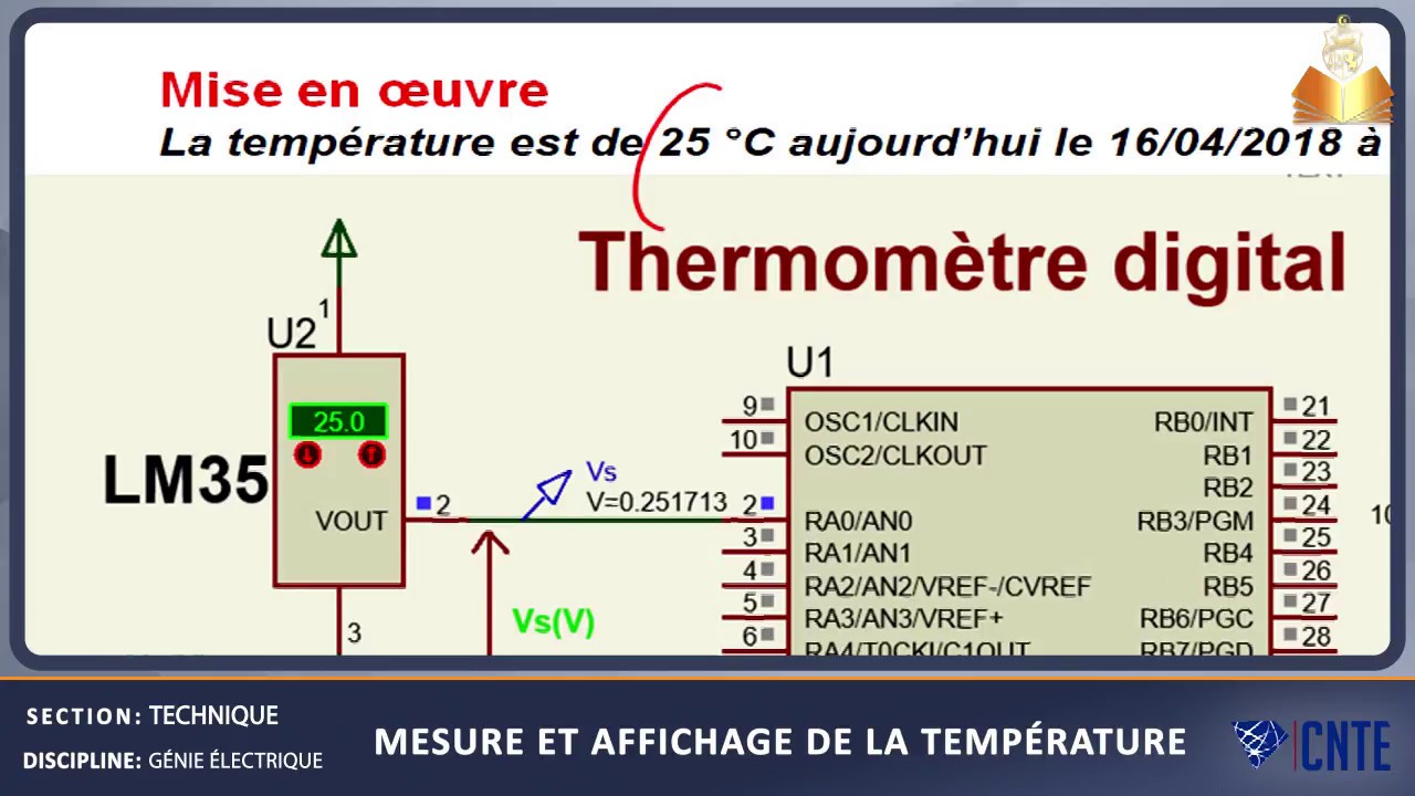 Section Technique - Matière Génie électrique - Mesure et affichage de la température