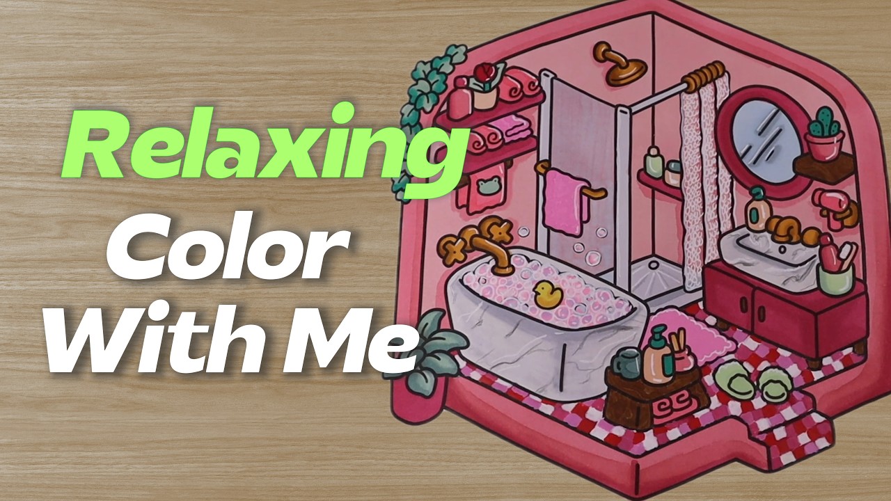 Color With Me 🫧🩷 Cozy Corner by Coco Wyo~Bubble Gum Bathroom Page (Chill Music)