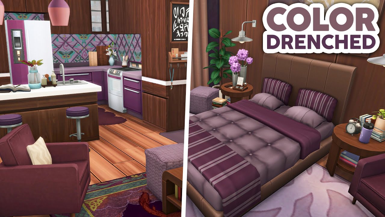 Purple Color-Drenched Apartment // The Sims 4 Speed Build: Apartment Renovation