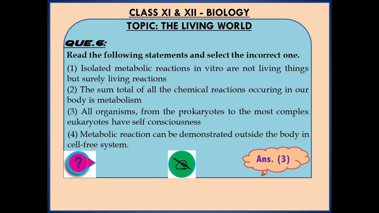 DAILY PRACTICE PROBLEMS-1 FOR BIOLOGY CLASS 11 AND 12 (NEET ASPIRANTS) - THE LIVING WORLD