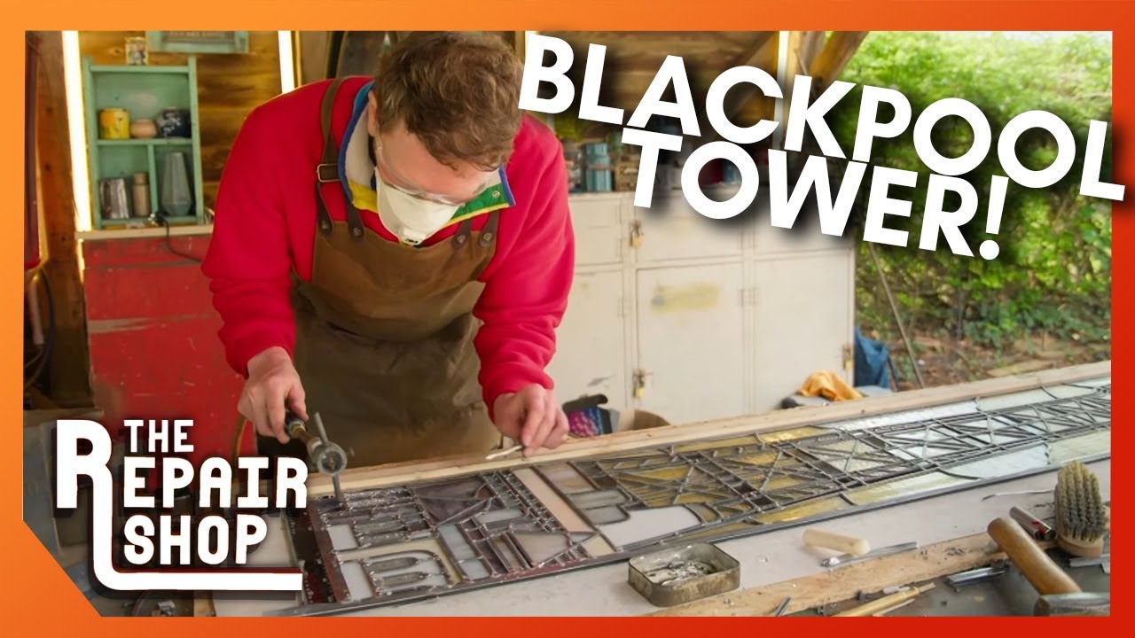 Matt recreates the Blackpool Tower using shards of broken stained glass!