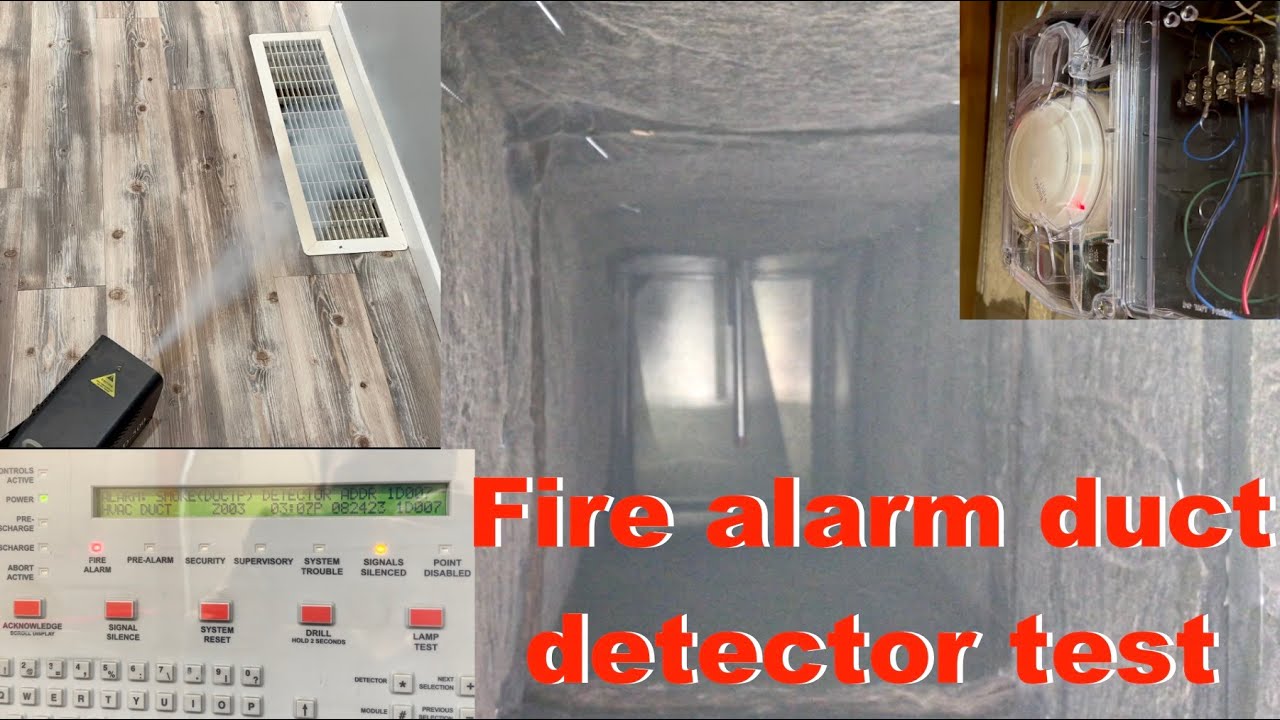 Тестирование датчика пожарной сигнализации в канале системы отопления, вентиляции и кондициониров...