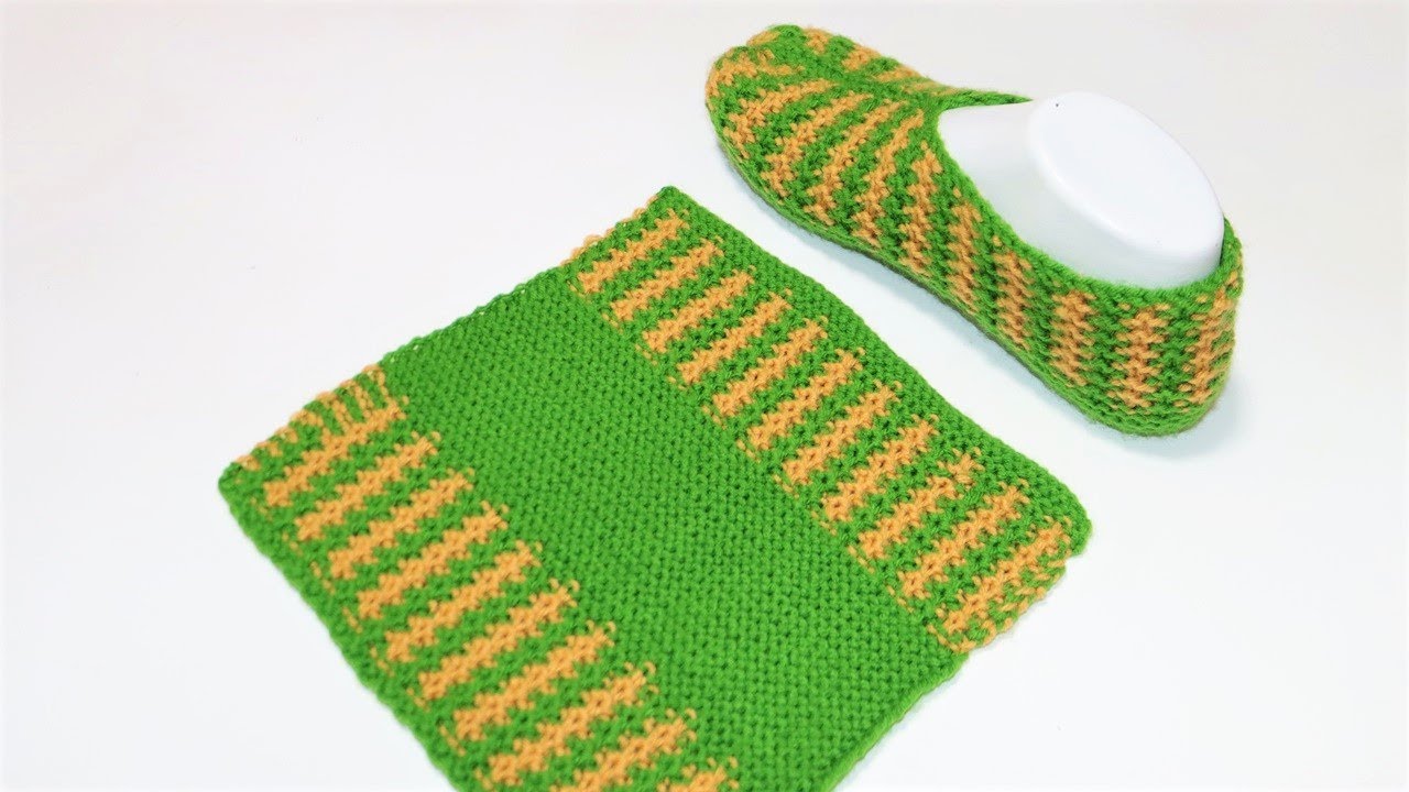 Pantuflas Faciles Muy Calientitas Talla 38-39ღTejidas Con Dos Agujas 💚