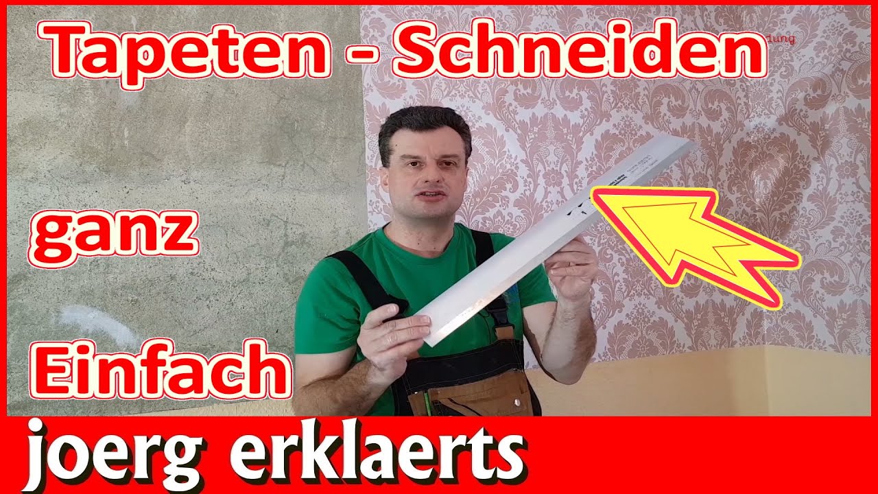 Tapezierschiene im Einsatz Tapeten schneiden ganz einfach erklärt  Tapezieren Tutorial No 308