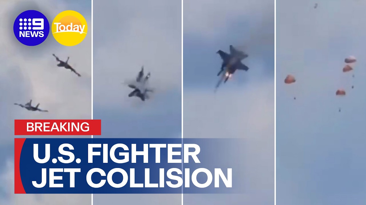 BREAKING: Two fighter jets collide mid-air in front of stunned crowds | 9 News Australia