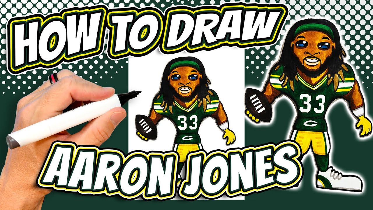 How to Draw Aaron Jones for Kids - Green Bay Packers NFL Football