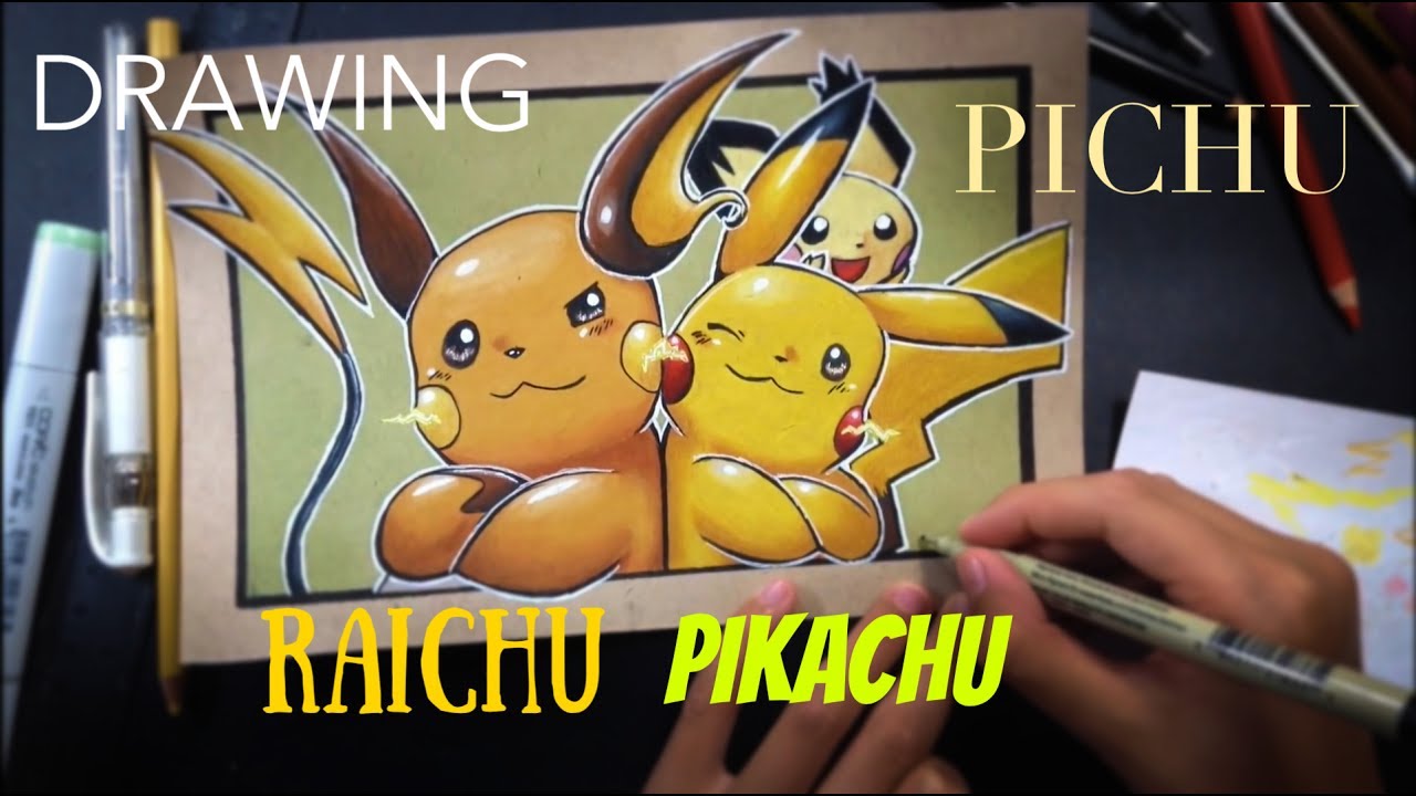 Pichu Photobomb | Colored Pencil Illustration