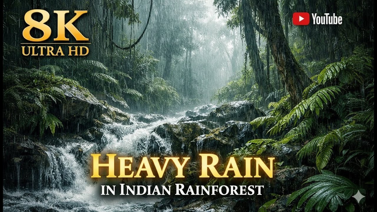 Non Stop Heavy Rain in Indian Rainforest | Sleep, Relax & Focus