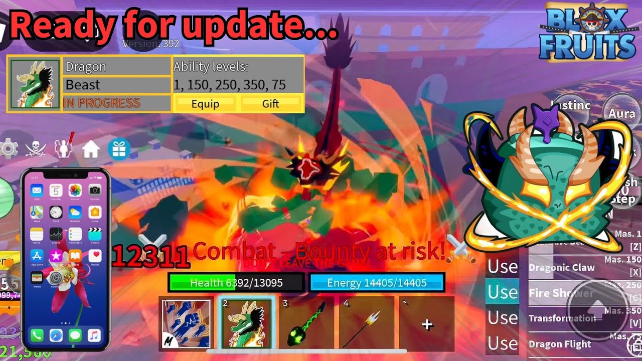 Using *PERM* Dragon before Rework (Update) | Bounty Hunt / Mobile | Blox Fruits