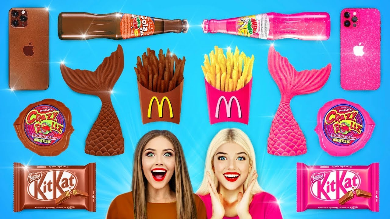 &iexcl;Reto de comida REAL vs CHOCOLATE! | Come delicias de chocolate durante 24 horas por RATATA