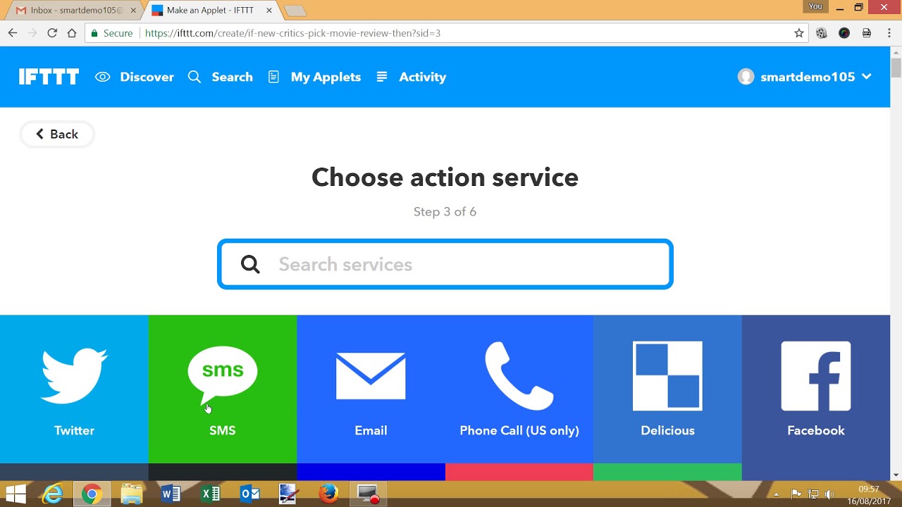 Creating an IFTTT recipe