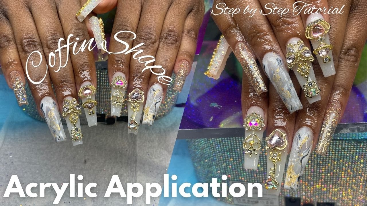 Acrylic Application For Coffin Nails | Watch Me Work | Long Nails