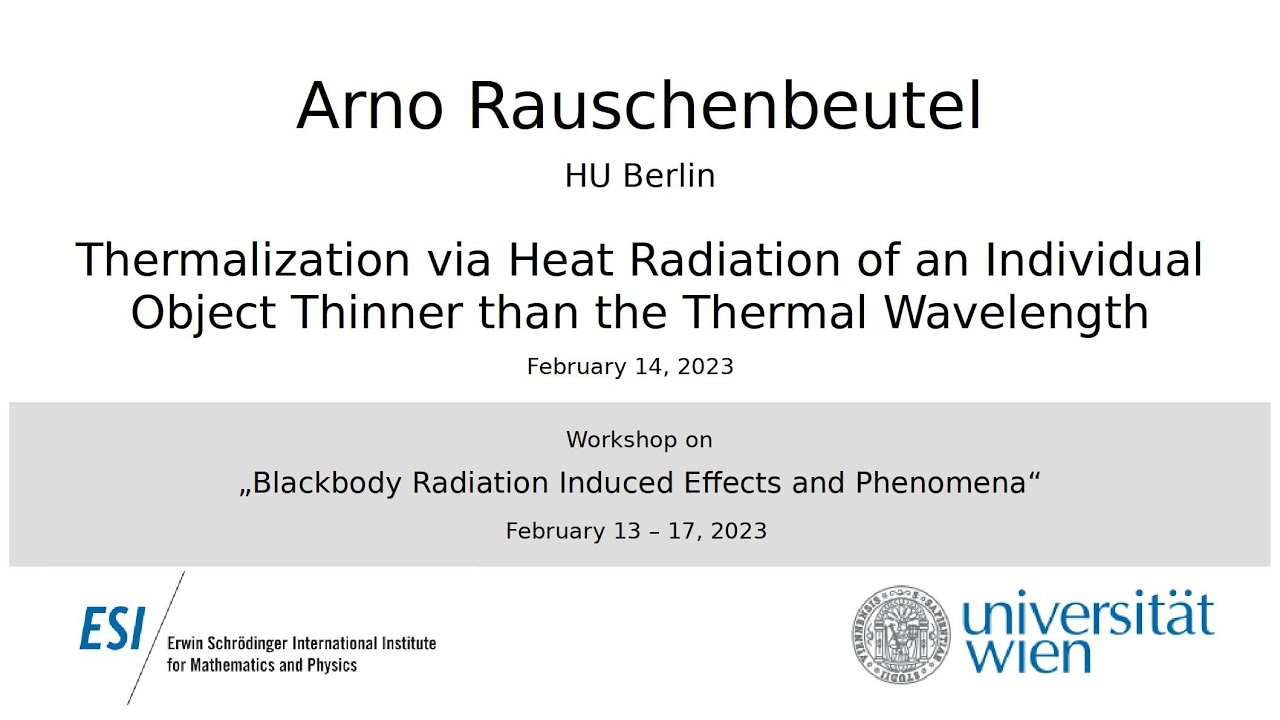 Arno Rauschenbeutel - Thermalization via Heat Radiation of an Individual Object...