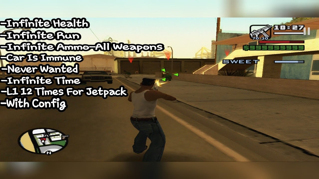 cheat patch code grand theft auto san andreas (v3.00) aethersx2 emulator ps2 android