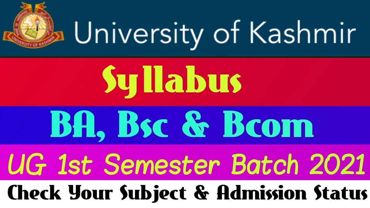 Syllabus UG 1st Semester Batch 2021 | BA, Bsc & Bcom