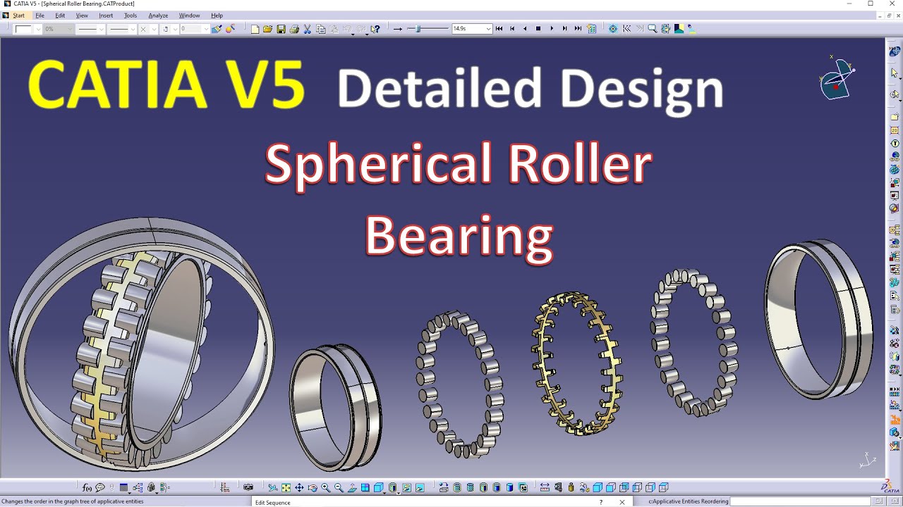 Catia V5 - Spherical Roller Bearing (Detailed Design & Assemble in Catia V5)