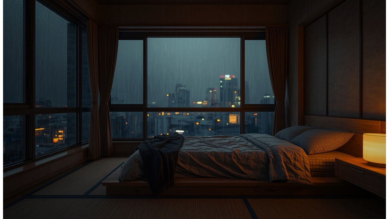 Cozy Rainy Tokyo Bedroom 🌧 Lofi Music & Rain Sounds for Study, Relax & Sleep (3 Hours Ambience)