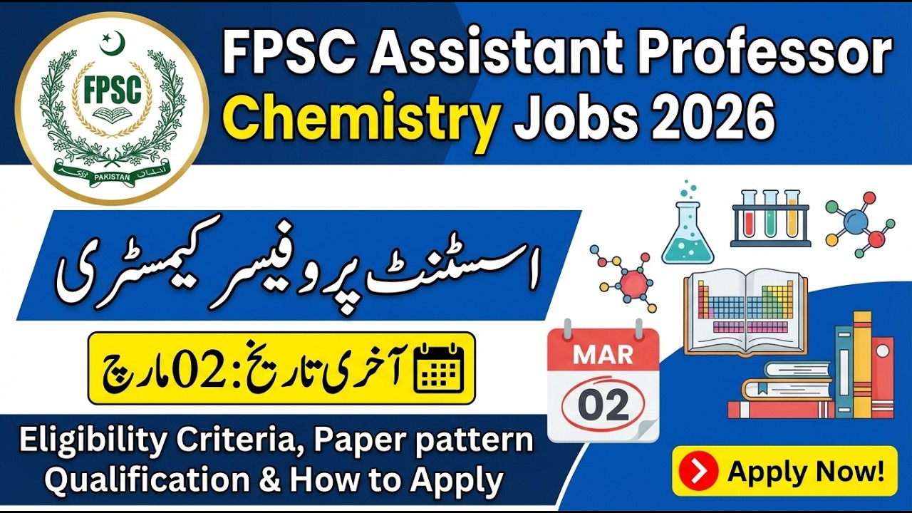 FPSC Assistant Professor Chemistry Jobs 2026 | Syllabus, Past Papers & Complete Preparation Guide