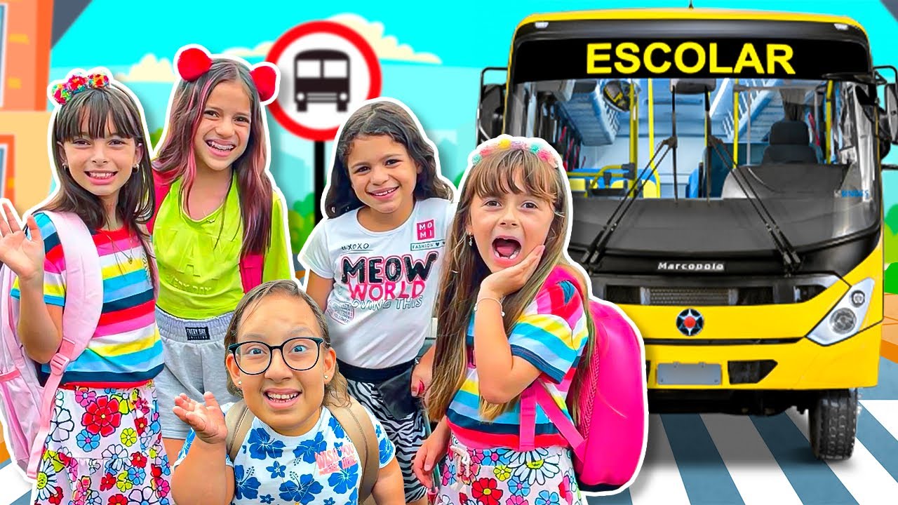 Jéssica Ensina as Regras do ônibus escolar com amigos - FT MC Divertida e Laurinha e Helena