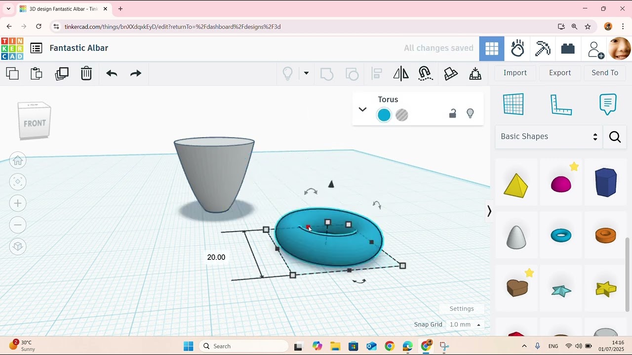 Fincan hazırlanması Tinkercad platforması