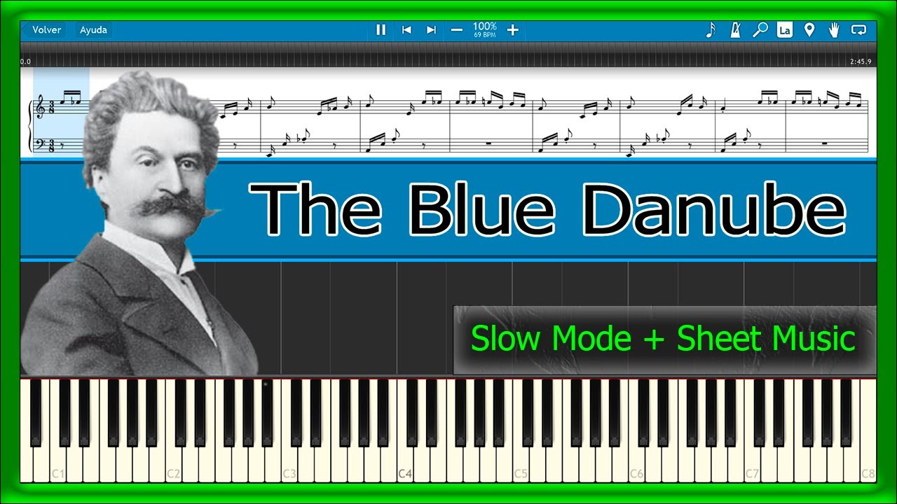 THE BLUE DANUBE 🔷 Johann Strauss 🎼 [Slow + Sheet Music] (PIANO TUTORIAL) 🎹 #44