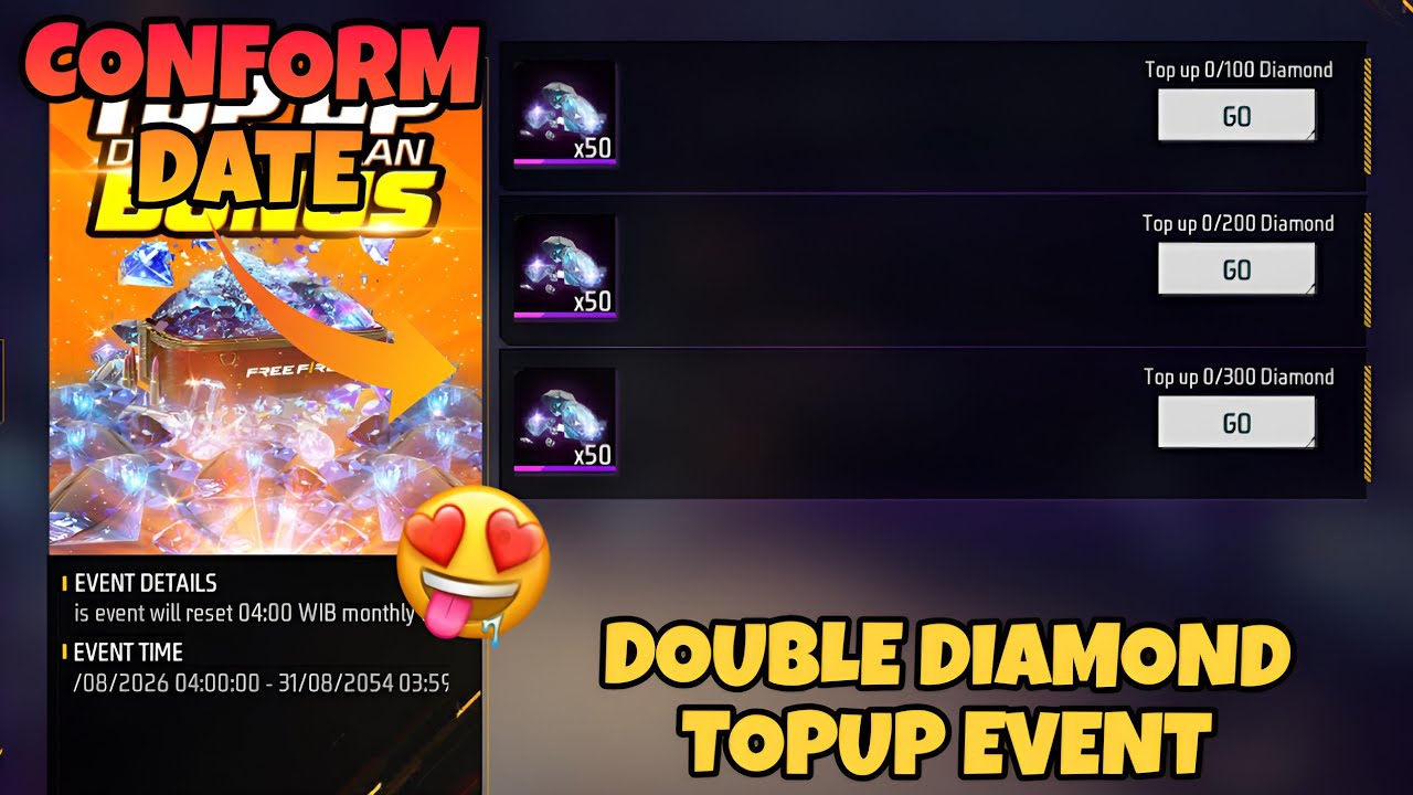 DOUBLE DIAMOND TOPUP EVENT OB55 UPDATE IN FREE FIRE! 😍 FREE FIRE NEW EVENT | GARENA FREE FIRE 🔥