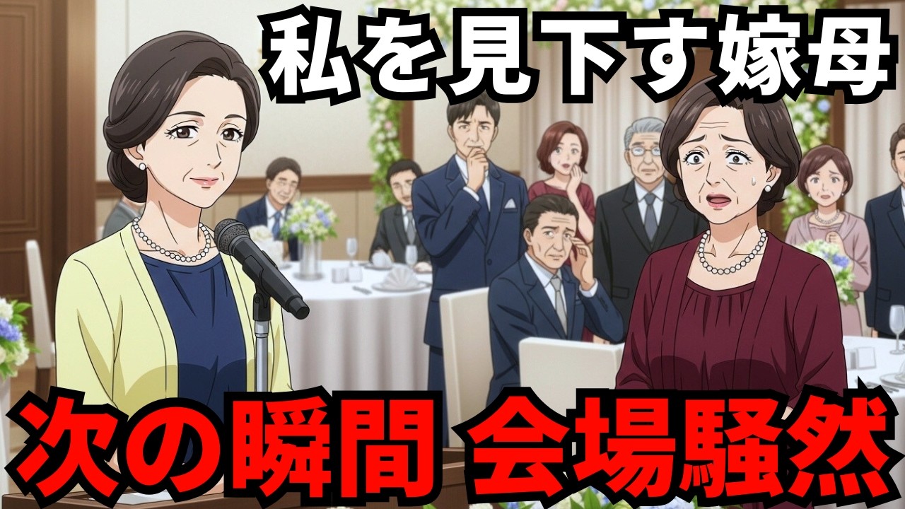 【スカッと】結婚式で私を見下す嫁母「庶民は静かにしてw」→しかし私の紹介が始まった瞬間、会場がざわついた