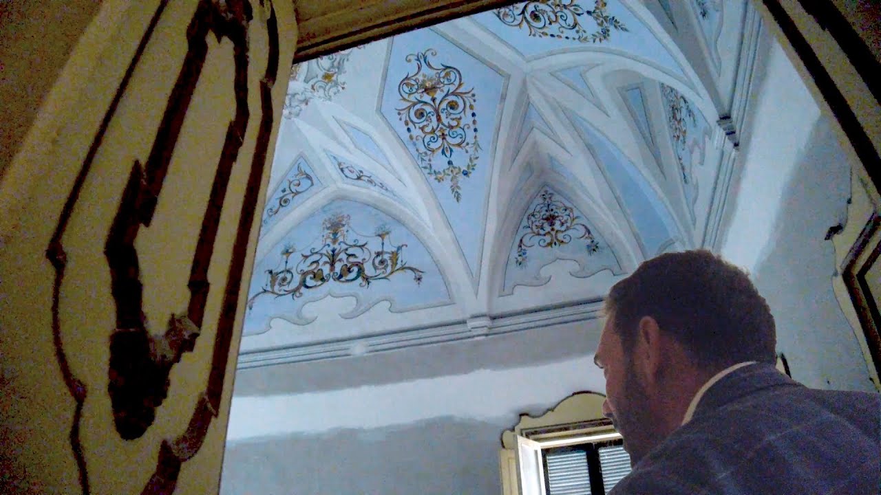 Amazing ceiling fresco in Huge abandoned italian mansion Salento with love