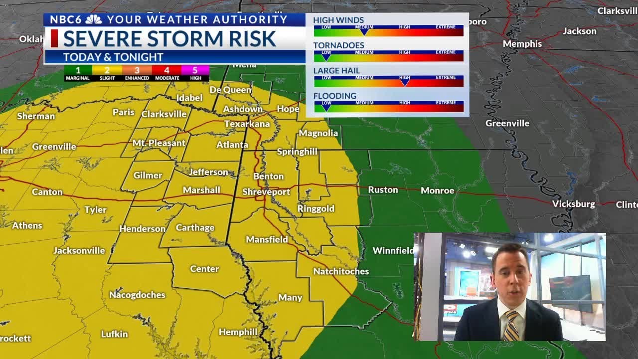 Severe weather is possible today and tonight