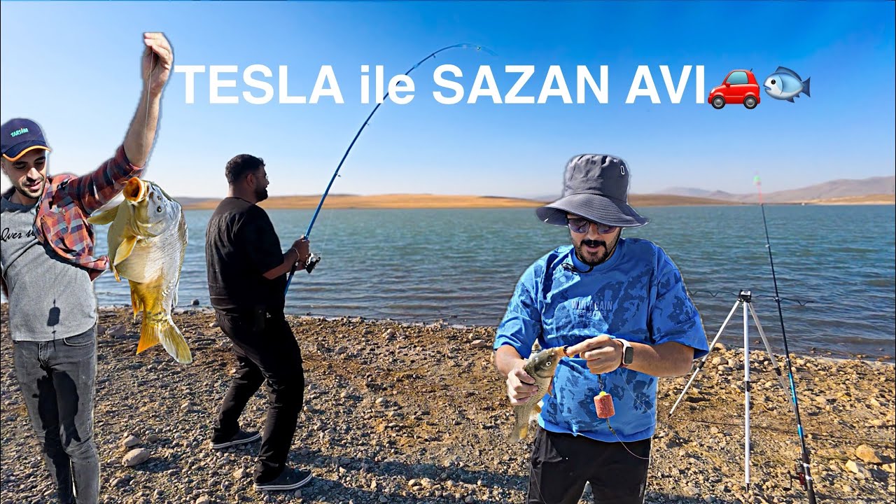 “Tesla ile Aynalı Sazan Avı – Bakir Merada Harika Vuruşlar 🚗🐟”