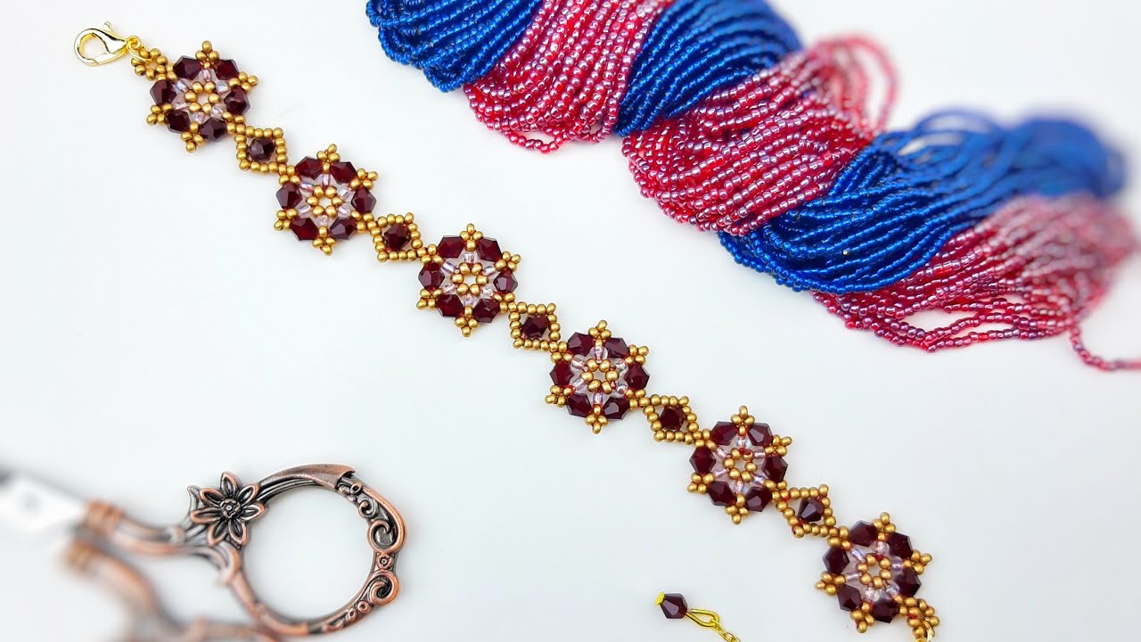 Zarif Kar Tanesi Bileklik Yapımı. Elegant Snowflake Bracelet Making. Beading Tutorial