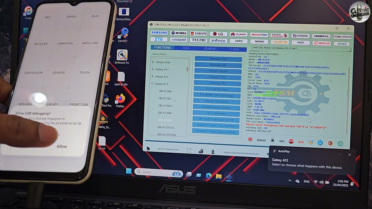 Samsung A13 [SM-A137F] FRP Unlock TSM TOOL PRO ✅ Android 12. UI 4.1