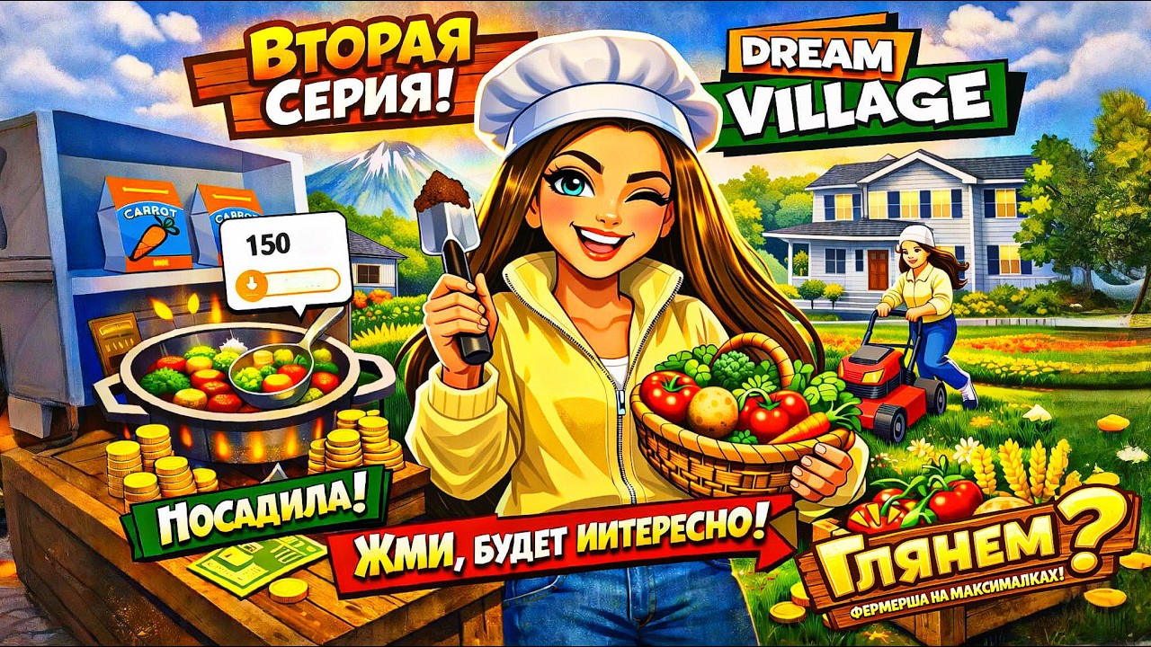 Dream Village — первый урожай и прокачка дома | уютный симулятор фермы