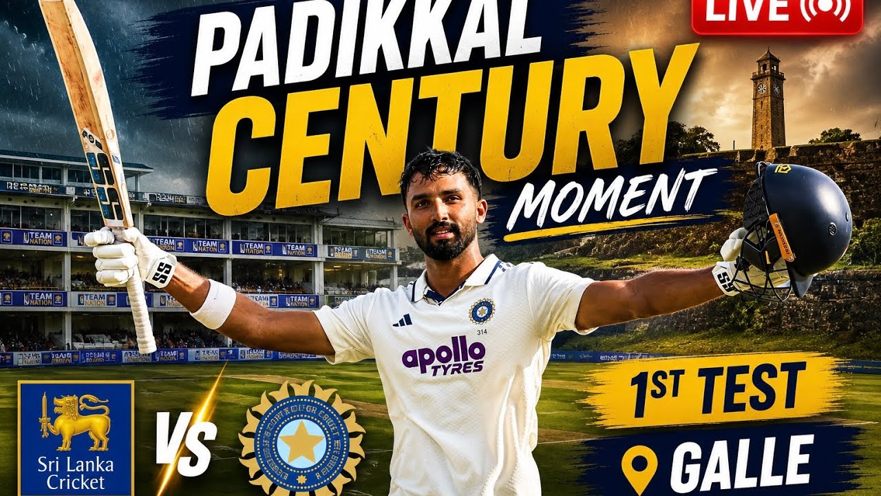 PADIKKAL CENTURY MOMENT 🔥 | 100 Runs of Pure Class | #slvsind #testcricket 