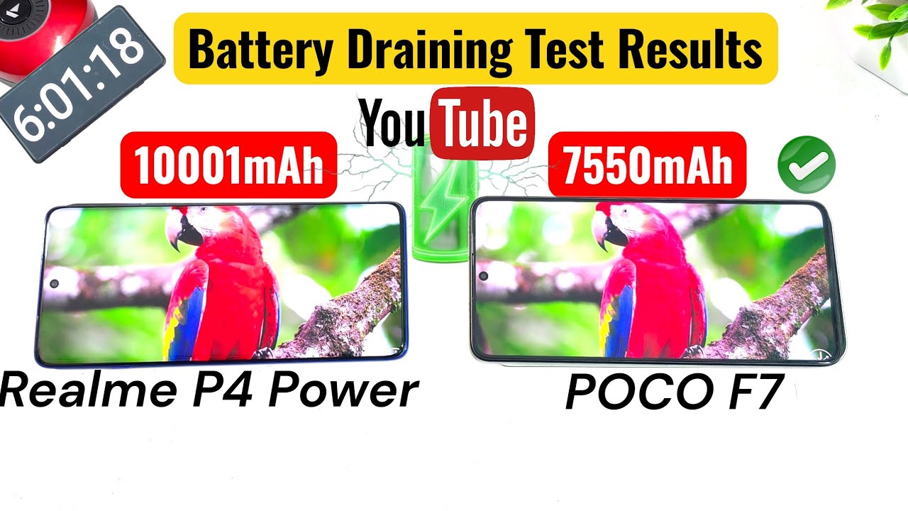 Тест на разрядку батареи POCO F7 против Realme P4 Power на YouTube 🔥🔥🔥 #pocof7 #realmep4power