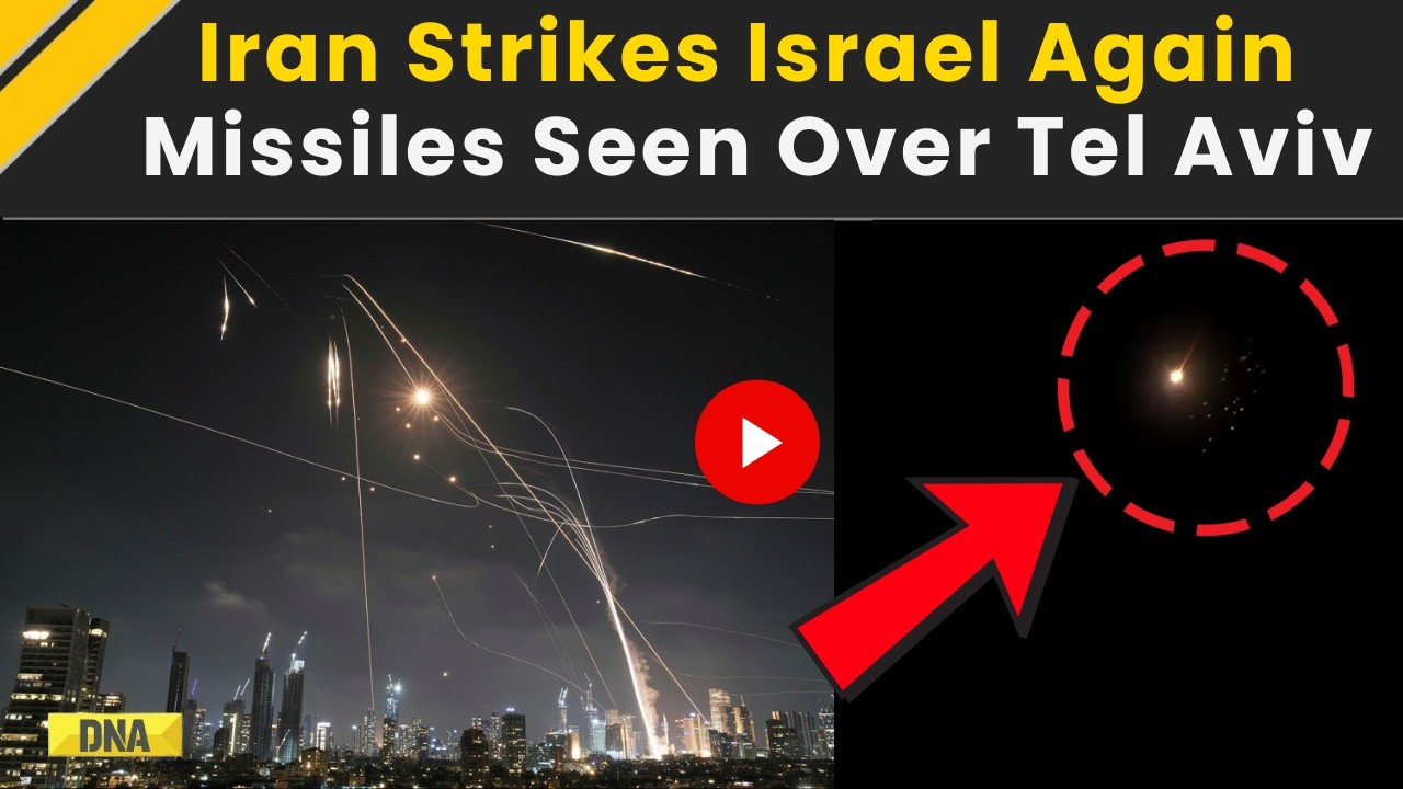 Israel Iran War: Iran Missile Barrage Over Tel Aviv Caught On Camera | Iran Israel War