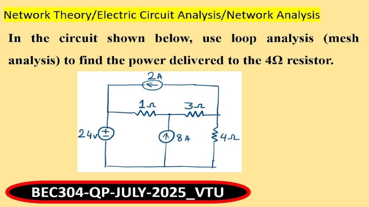 Use loop analysis (mesh analysis) to find the power delivered to the 4Ω resistor.