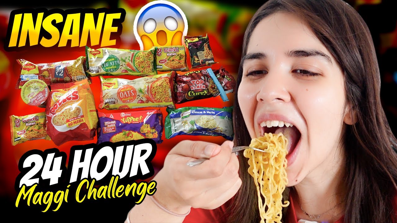 *EXTREME *🔥 😱  24 HOURS MAGGI/NOODLE CHALLENGE 🍜  | Heli Ved