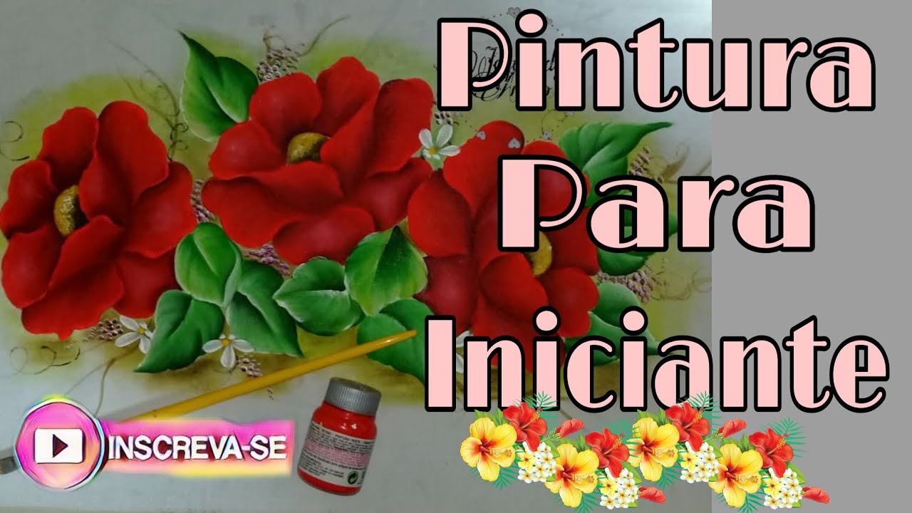 Papoulas vermelha pintura em tecido  para iniciante passo a passo