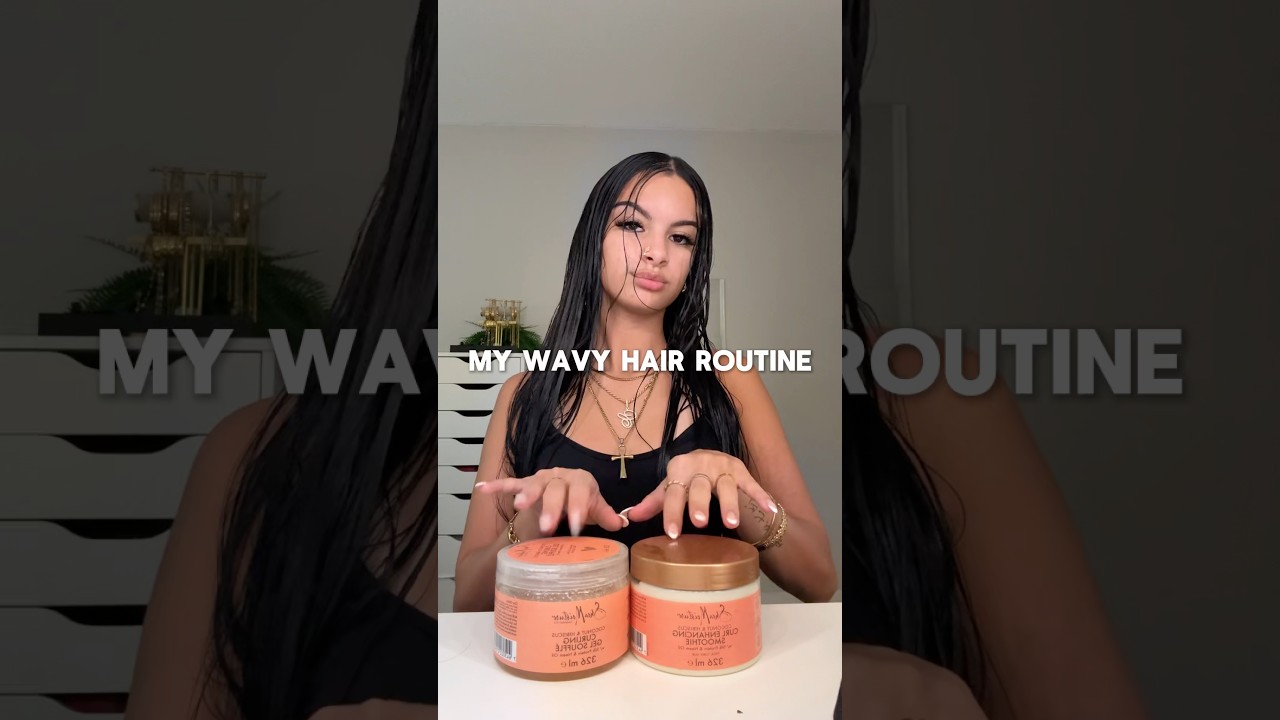my wavy hair routine #wavyhair #curlyhairroutine #hairroutine #hairtutorial #haircare #skincare