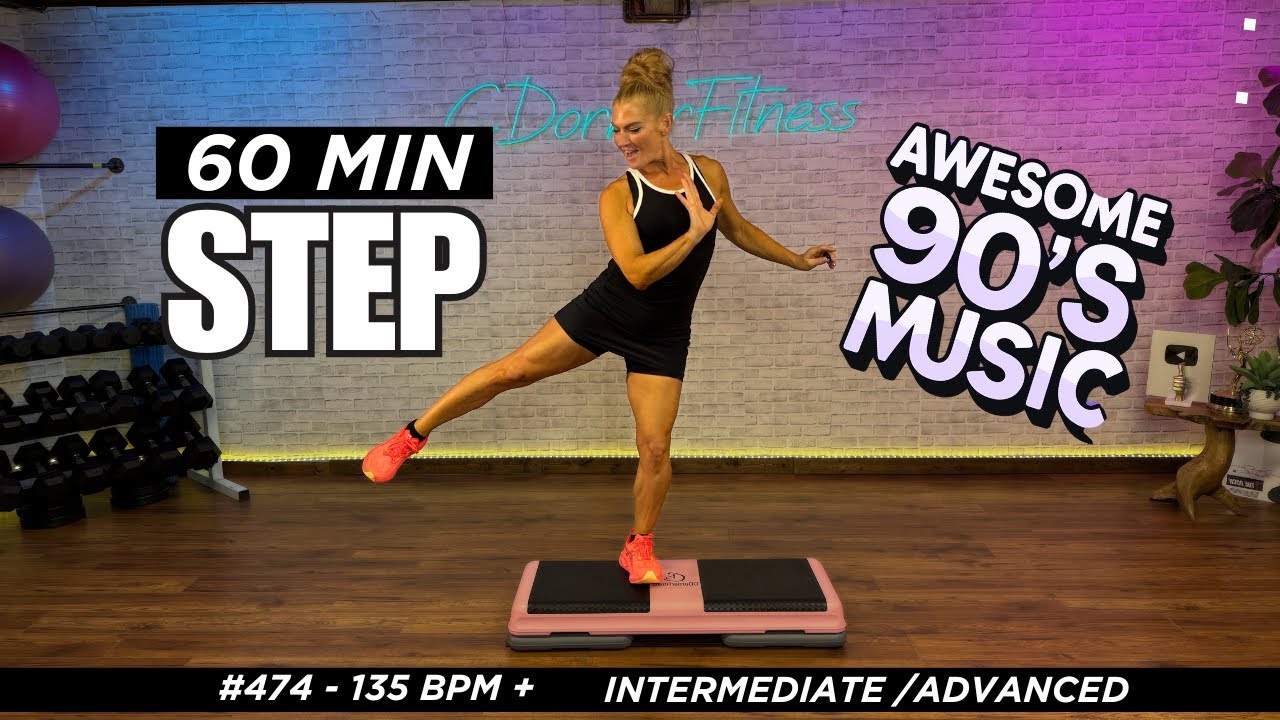 🔥 90s Step Aerobics Workout | Intermediate–Advanced | 135 BPM+ | 474