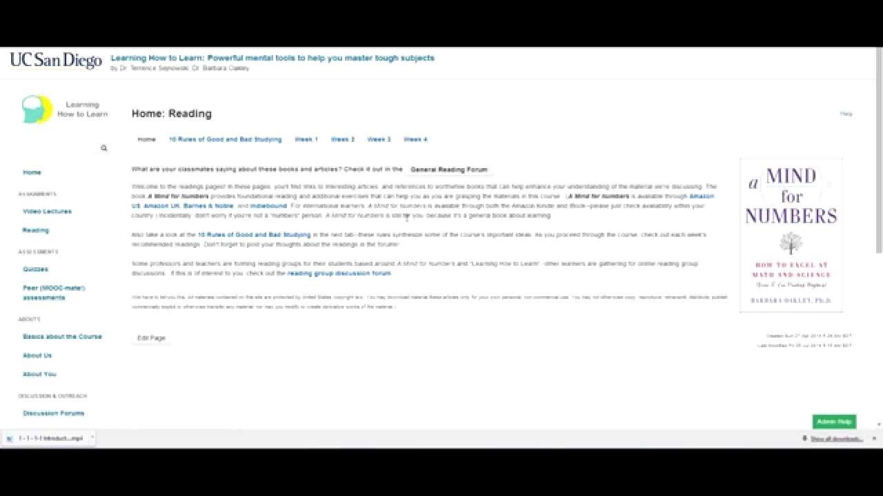 Overview of the Coursera MOOC 