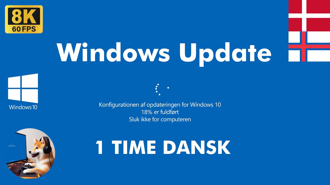 Dansk Windows 10 Update Screen ind ved 8K 60 FPS 🖥️ 1 times loop. Fake screen prank 2026