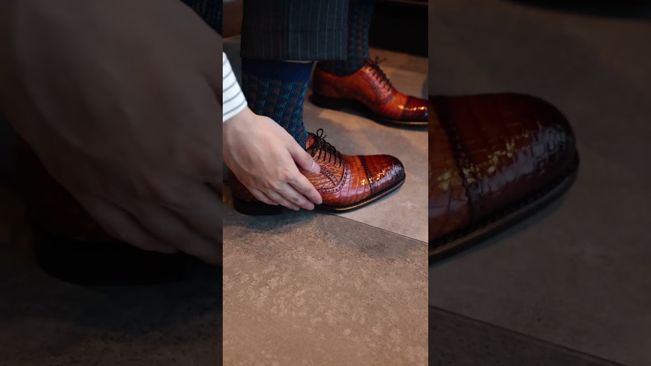 Alligator Skin Oxford Shoes Brown #crocodiles #oxfordshoes # #handcraftedshoes  #mensfashion