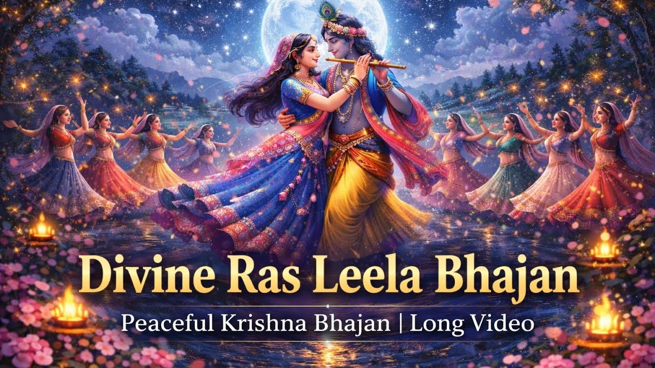 Divine Ras Leela Bhajan | Radha Krishna Moonlight Leela | Peaceful Long Video