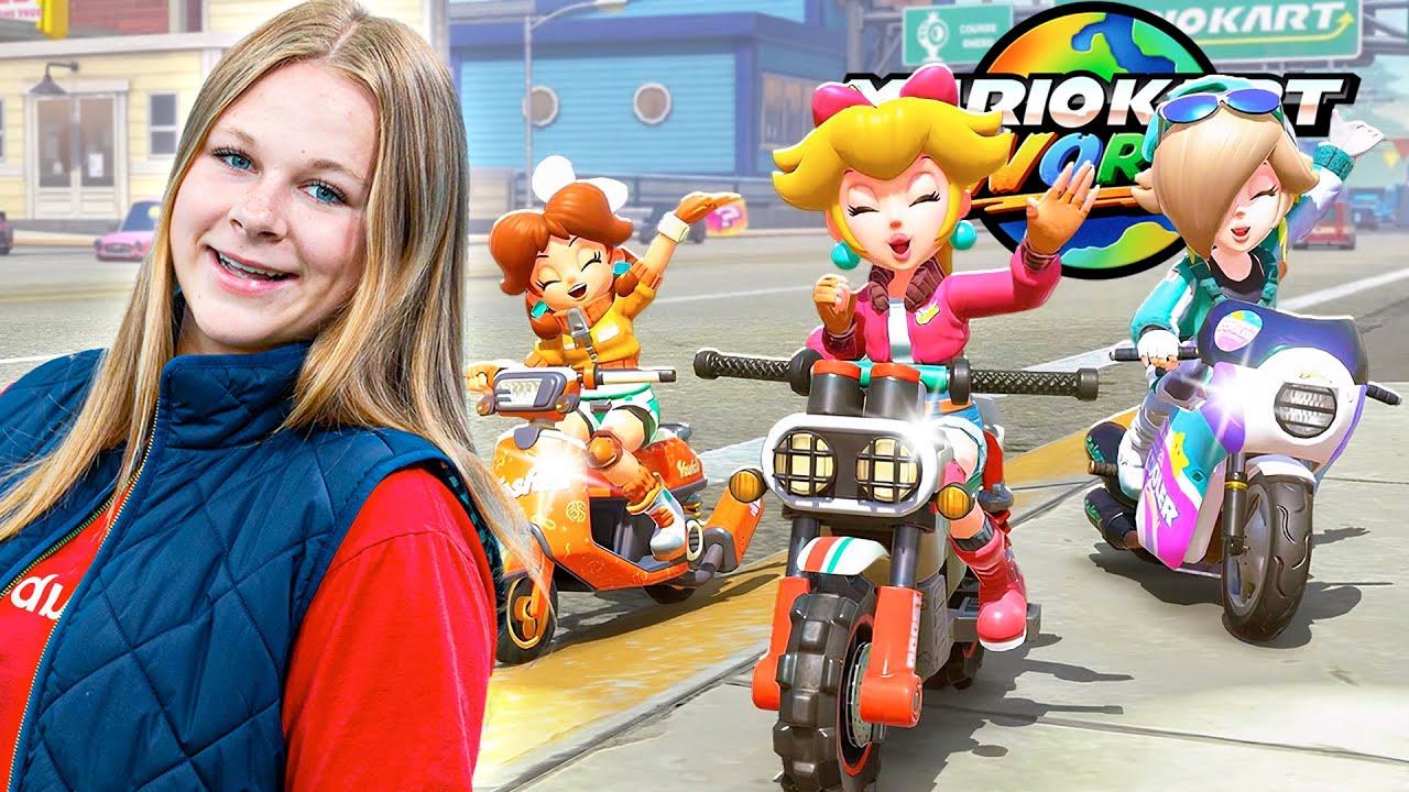 Asssitant Races Luigi and Peach in Mario Kart World for the Nintendo Switch 2