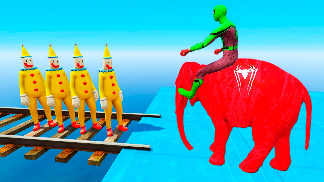 Long Slide Game With Elephant Gorilla Buffalo Hippopotamus Tiger - 3d Animal Game - Funny 3d Animals